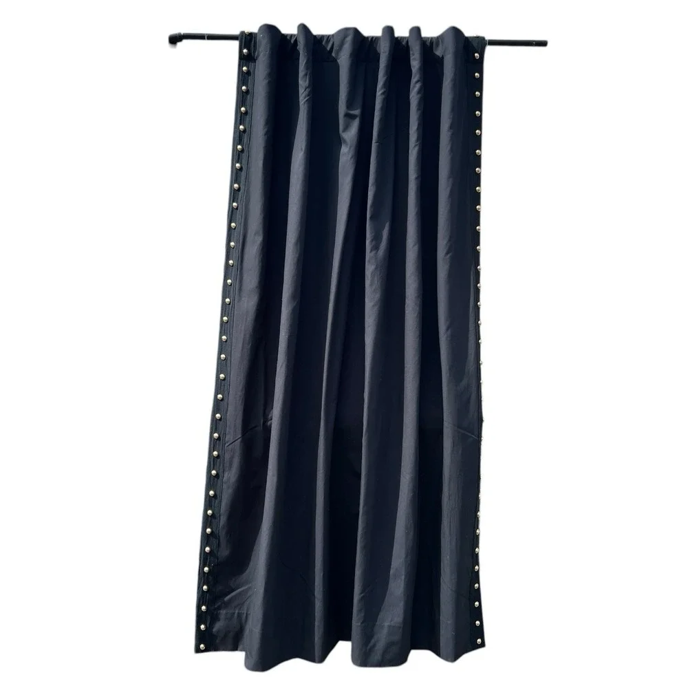 4 Emily & Meritt Pottery Barn Teen Brass Studded Blackout Curtain Panels 63